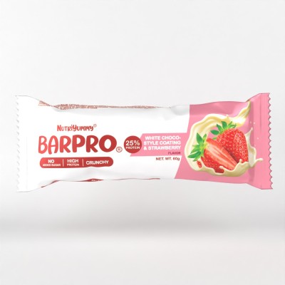 NUTRIYUMMY BARPRO WHITE CHOCOLATE & STRAWBERRY 60G x 12 pcs NUTRIYUMMY BARPRO WHITE CHOCOLATE & STRAWBERRY 60G x 12 pcs