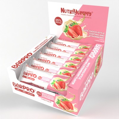 NUTRIYUMMY BARPRO WHITE CHOCOLATE & STRAWBERRY 60G x 12 pcs