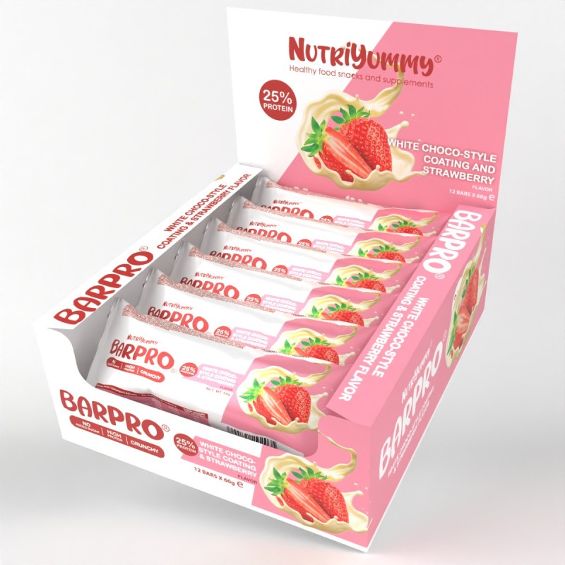 NUTRIYUMMY BARPRO WHITE CHOCOLATE & STRAWBERRY 60G x 12 pcs