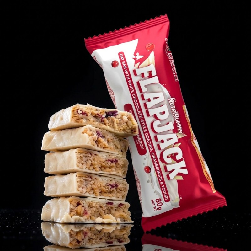 NUTRIYUMMY FLAPJACK WHITE CHOCO , CRANBERRIES & YOGURT 80G 
