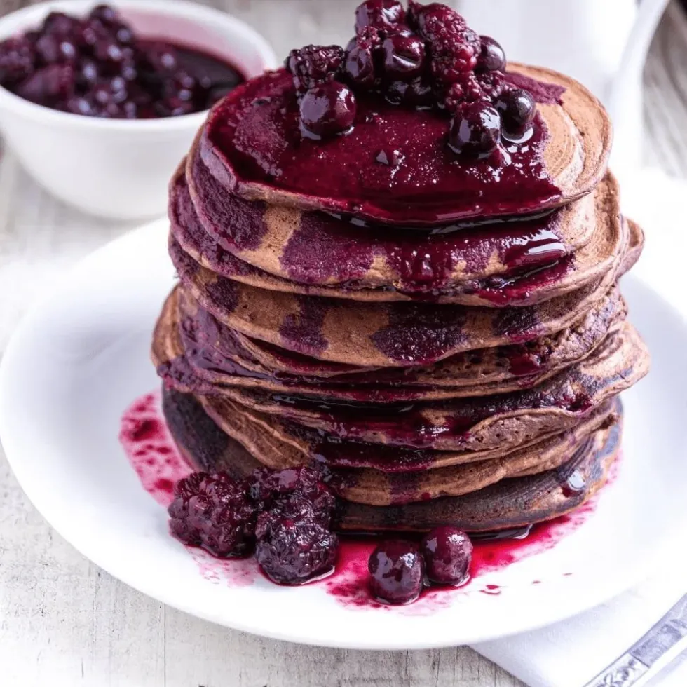 Choco-Berry Protein Pancakes