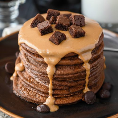 Brownie & Peanut Butter Protein Pancakes