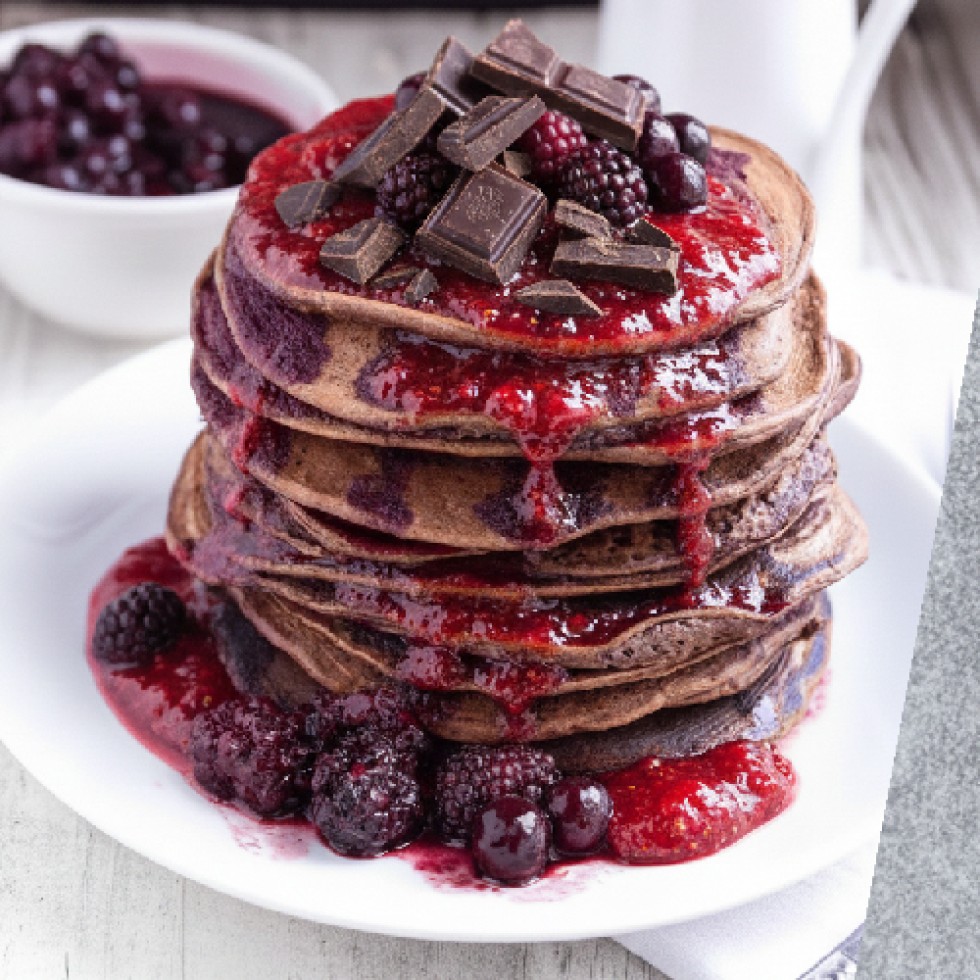 Choco-Berry Protein Pancakes